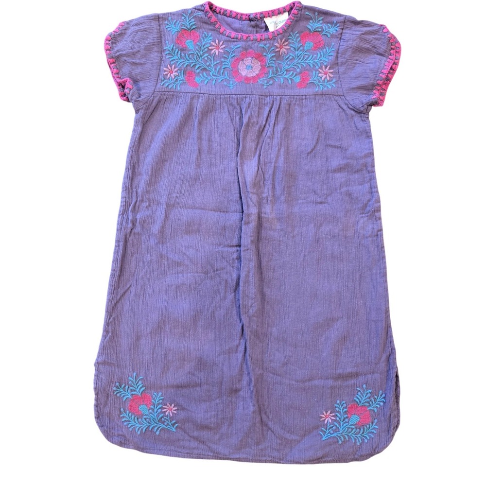 Louis Louise Girls Purple‎ Cotton Gauze Embroidered Floral Dress Size 8